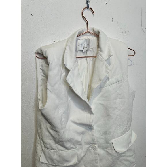 ENDLESS ROSE White Linen Blend Oversized Sleeveless Vest Blazer Size Small - Picture 7 of 9